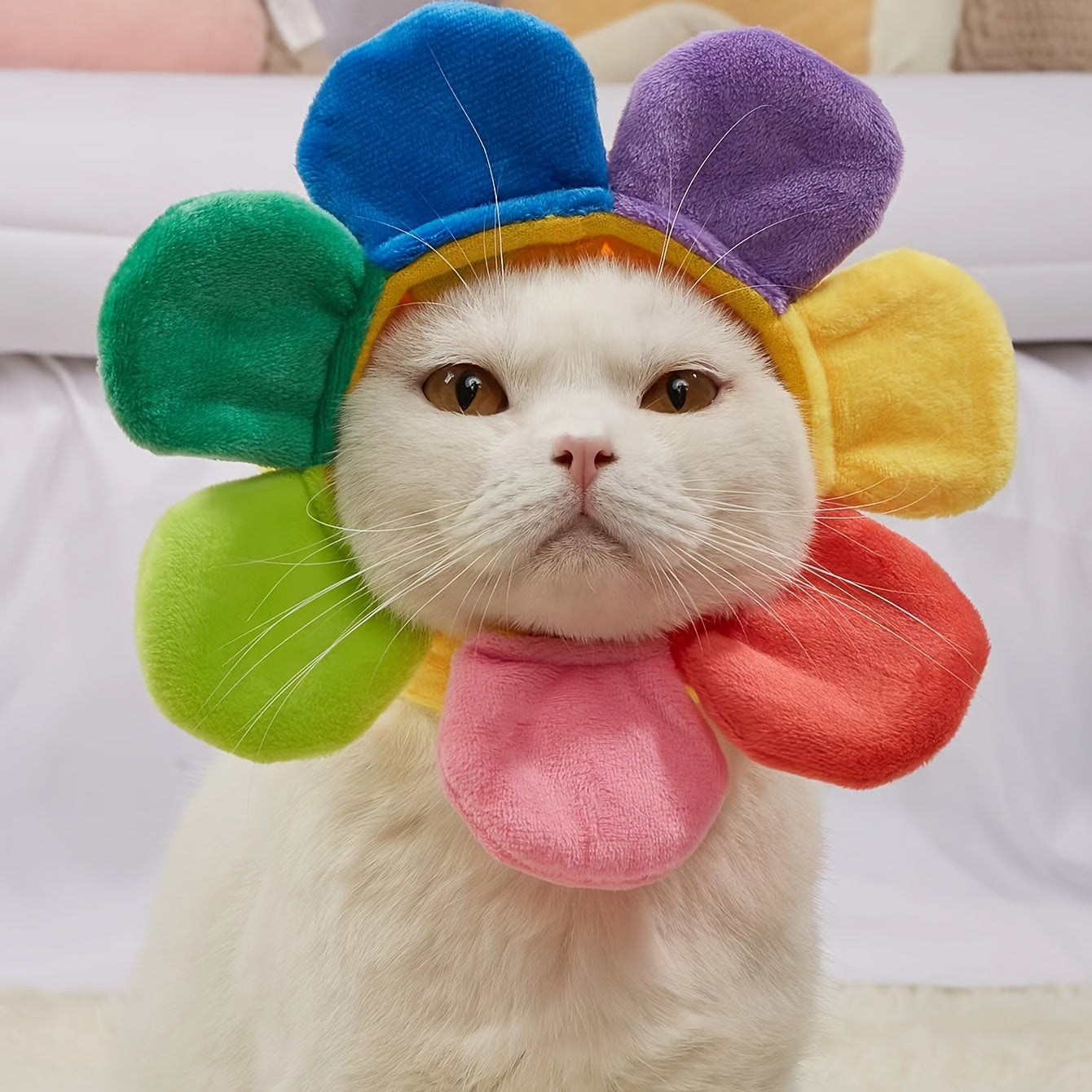 Vibrant Rainbow Mane Headwear Hat - Funny Pet Costume Accessories for Dress-up Parties and Photo Shoots - Colorful, Adjustable, and Comfortable Design