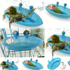 Pet Cage Hanging Bird Bath with Mirror - Perfect for Parrots and Parakeets to Stay Clean and Entertained