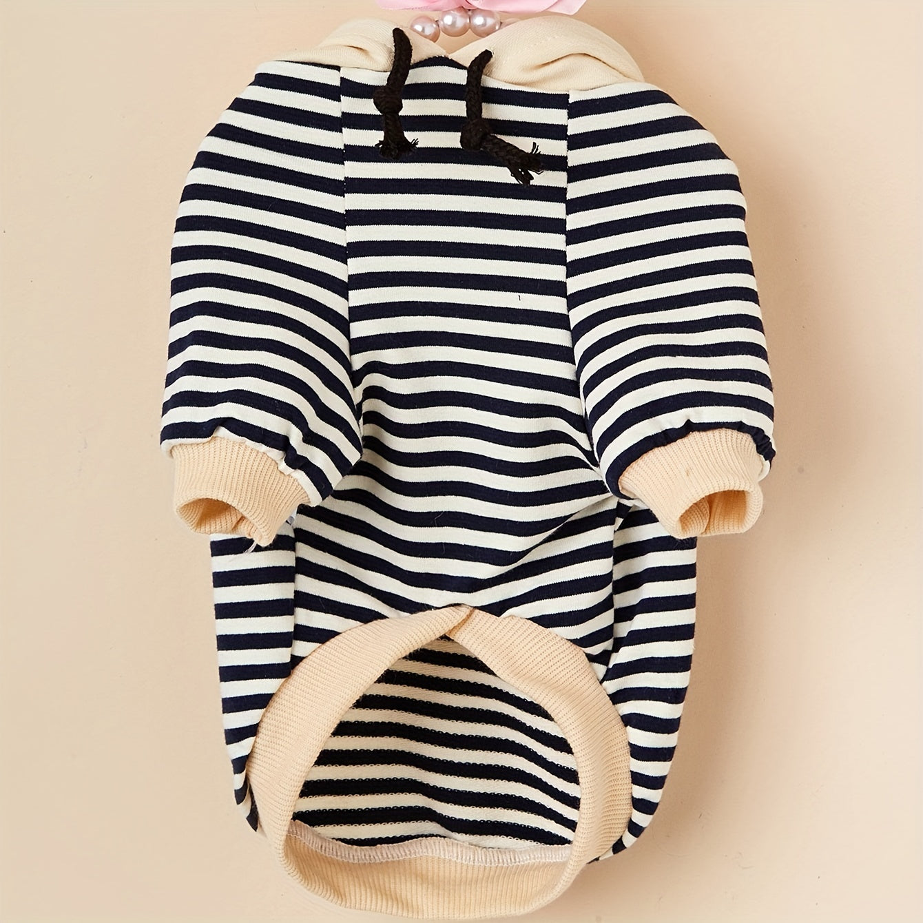 Stay Cozy & Stylish Year-Round: Winter-Warm Knit Striped Hoodie for Small Breeds - Easy-Wear Pullover Pet Coat