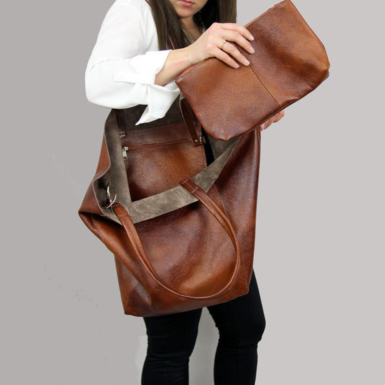 [Large Solid Color Shoulder Bag] Retro Solid Color Shoulder Bag, Vintage Shoulder Bag, Large Capacity Handbag With Inner Bag