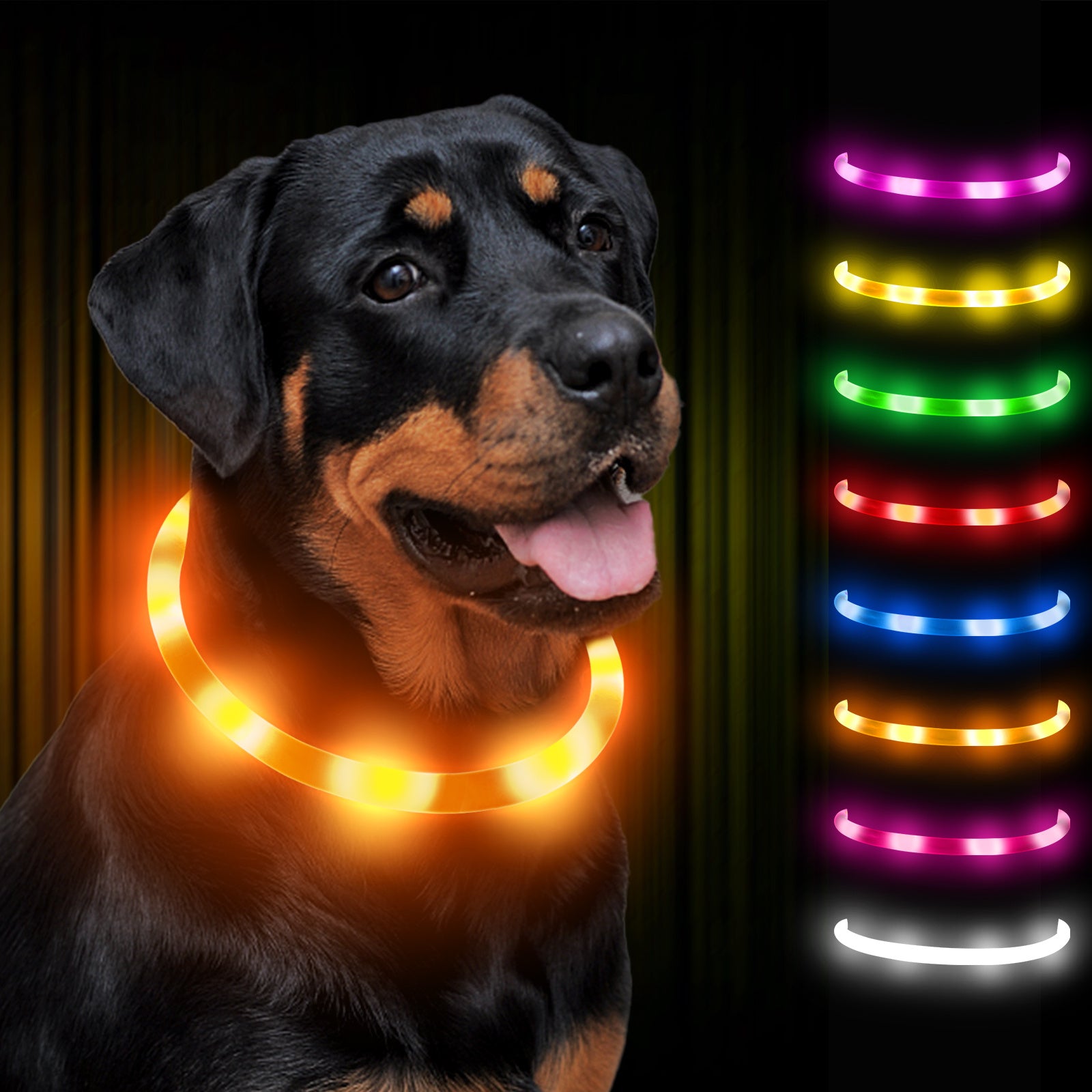 Joytale LED Pet Collar, USB Rechargeable Glowing Lighted Up, Adjustable Safety for Dogs & Cats, Silicone Material, 3 Light Modes, Ideal for Halloween & Christmas Gifts
