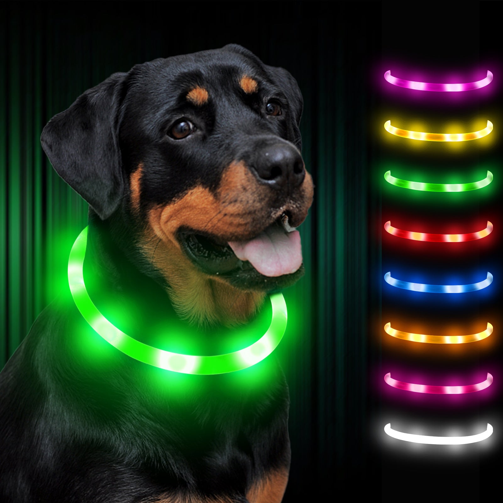 Joytale LED Pet Collar, USB Rechargeable Glowing Lighted Up, Adjustable Safety for Dogs & Cats, Silicone Material, 3 Light Modes, Ideal for Halloween & Christmas Gifts