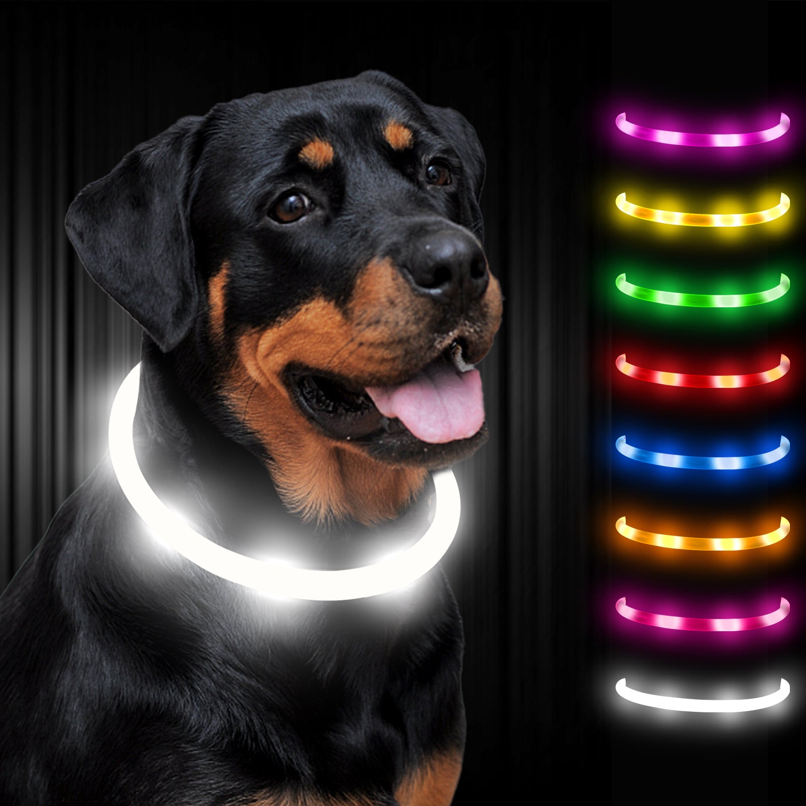 Joytale LED Pet Collar, USB Rechargeable Glowing Lighted Up, Adjustable Safety for Dogs & Cats, Silicone Material, 3 Light Modes, Ideal for Halloween & Christmas Gifts