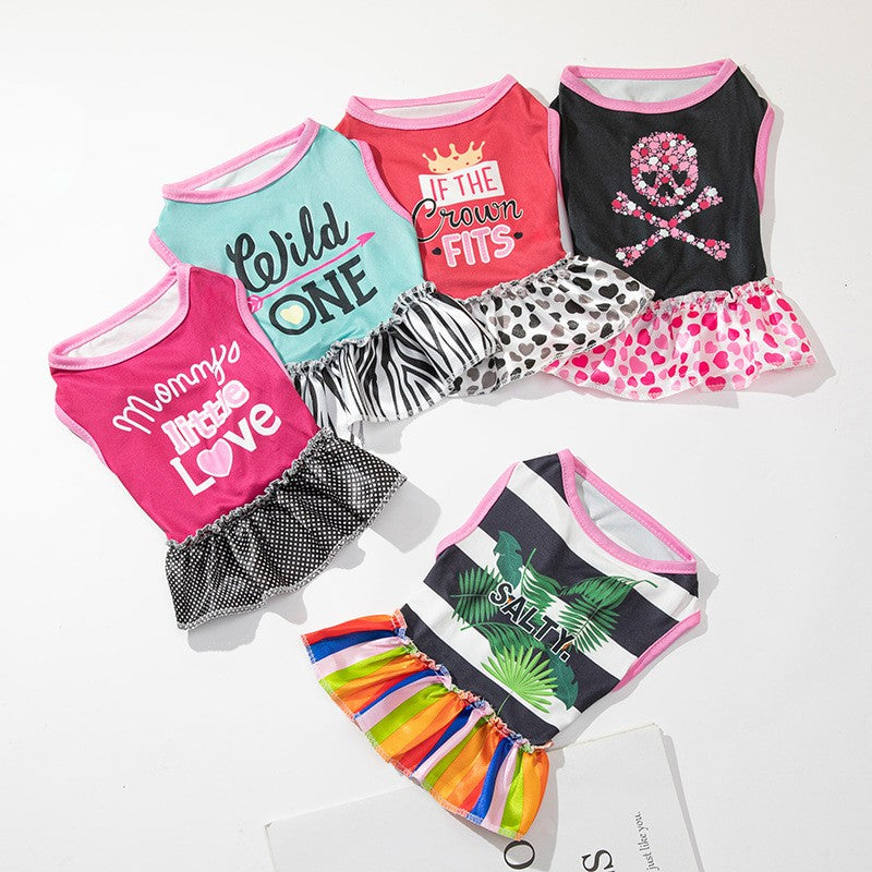 Adorable Pet Princess Dress - Breathable Shirts for Dogs and Cats with Letter Printing and Fashionable Skirt Design - Perfect for Pet Owners Who Want Stylish and Comfortable Costumes for Their Furry Friends