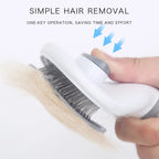 Self-Cleaning Pet Grooming Brush for Dogs & Cats - Easy Hair Removal Comb with Soft Bristles, Durable Plastic Handle in Gray/White/Pink - Ideal for All Breeds, Dog Grooming