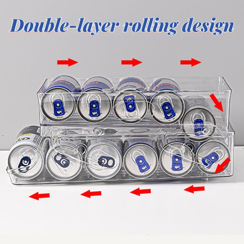 1pc Double Refrigerator Beverage Storage Box, PET Thickened Double Folding Beer Cola Can Shelving, Kitchen Accessories