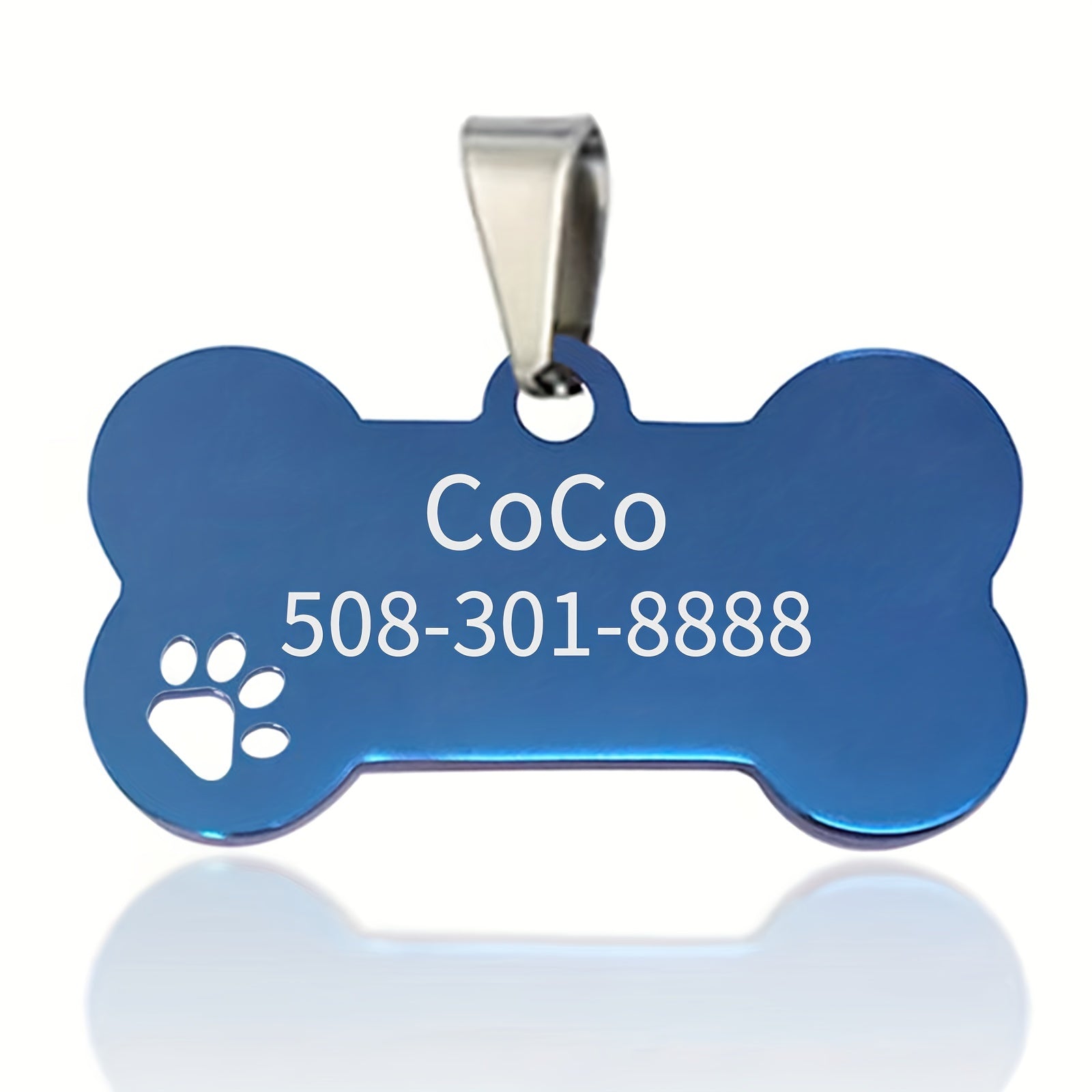 Customized Pet Tag Blue Stainless Steel Custom Dog Tag "I Love My Mom" Collection Dog Id Tag