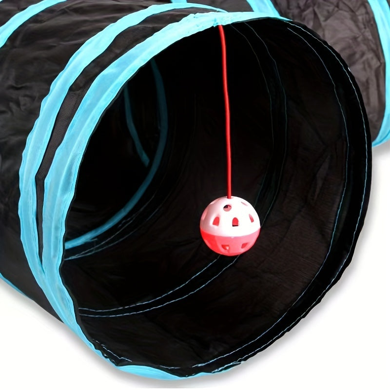 5-Way Collapsible Pet Tunnel With Hanging Bell Ball - Perfect For Playful Cats And Kittens