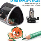 Automatic Electric Pencil Sharpener with Auto-Stop & Lead Breakage Prevention - Black Desktop Sharpener for Office & School, No Battery Needed, Compact Design, Sharpens Pencils in Seconds, Pencil Sharpener Electric, School Su
