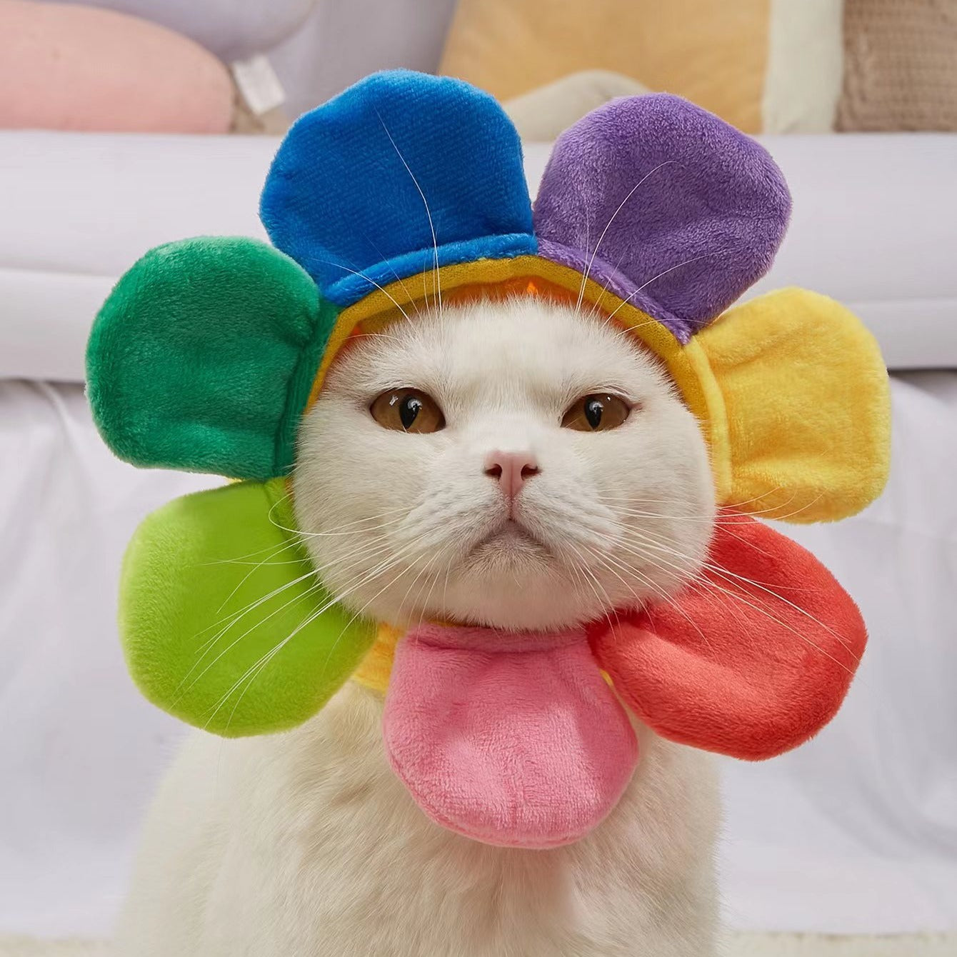 Vibrant Rainbow Mane Headwear Hat - Funny Pet Costume Accessories for Dress-up Parties and Photo Shoots - Colorful, Adjustable, and Comfortable Design