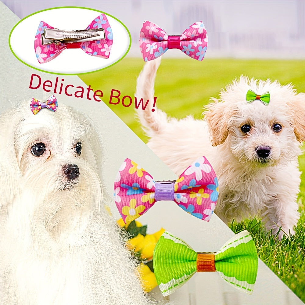 20pcs Adorable Pet Hair Clips - Bowknots, Colors & Varieties for Dogs & Cats!.