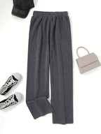 Women'S Cozy Gray Sweatpants with Elastic Waistband & Drawstring - Loose Fit, Long Length, Pockets, Casual Lounge Pants for Fall/Winter, Comfortable Clothing | Relaxed Fit Pants | Elastic Waistband Pants