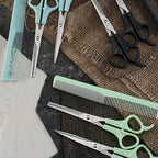 3pcs Professional Hair Cutting Scissors Set With Bangs Teeth, Flat Shears, Comb, And Pet Grooming Tools - Precision Cutting For Salon-Quality Results