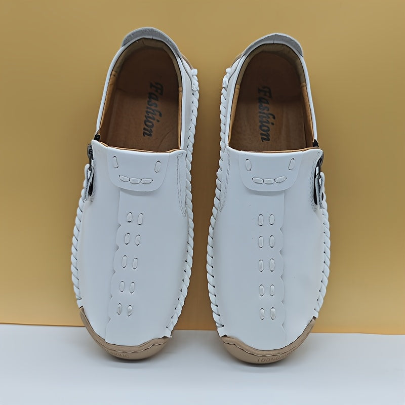 [Vintage Loafers] Handmade Vintage Loafers | Men's Synthetic Shoes with Zipper Closure, Round Toe & Rubber Sole, Brown & Black Design for Casual & Formal Wear, Formal Footwear, Durable Footwear