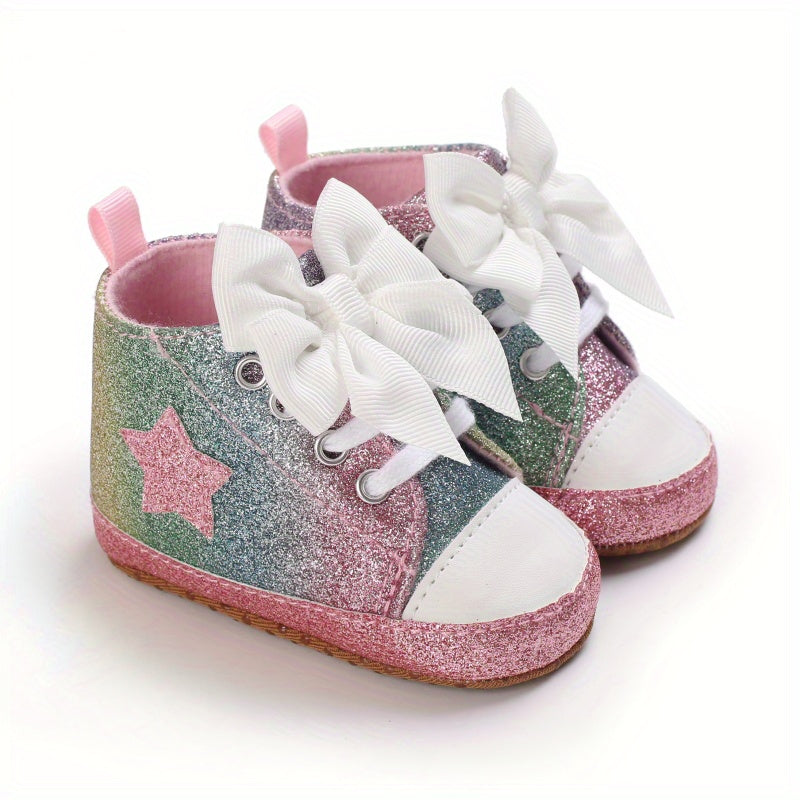 Baby Girl's Fashionable Five-Pointed Star Children's Sports Shoes Soft Sole Non-Slip First Pair Toddler Shoes