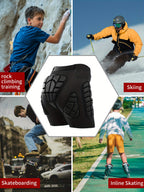 Four Seasons High Stretch Polyester Knit Fabric 3D Padded Shorts for Ice Hockey, Snowboarding, Gymnastics, Roller Skating - Moisture Wicking, Flexible, Regular Fit