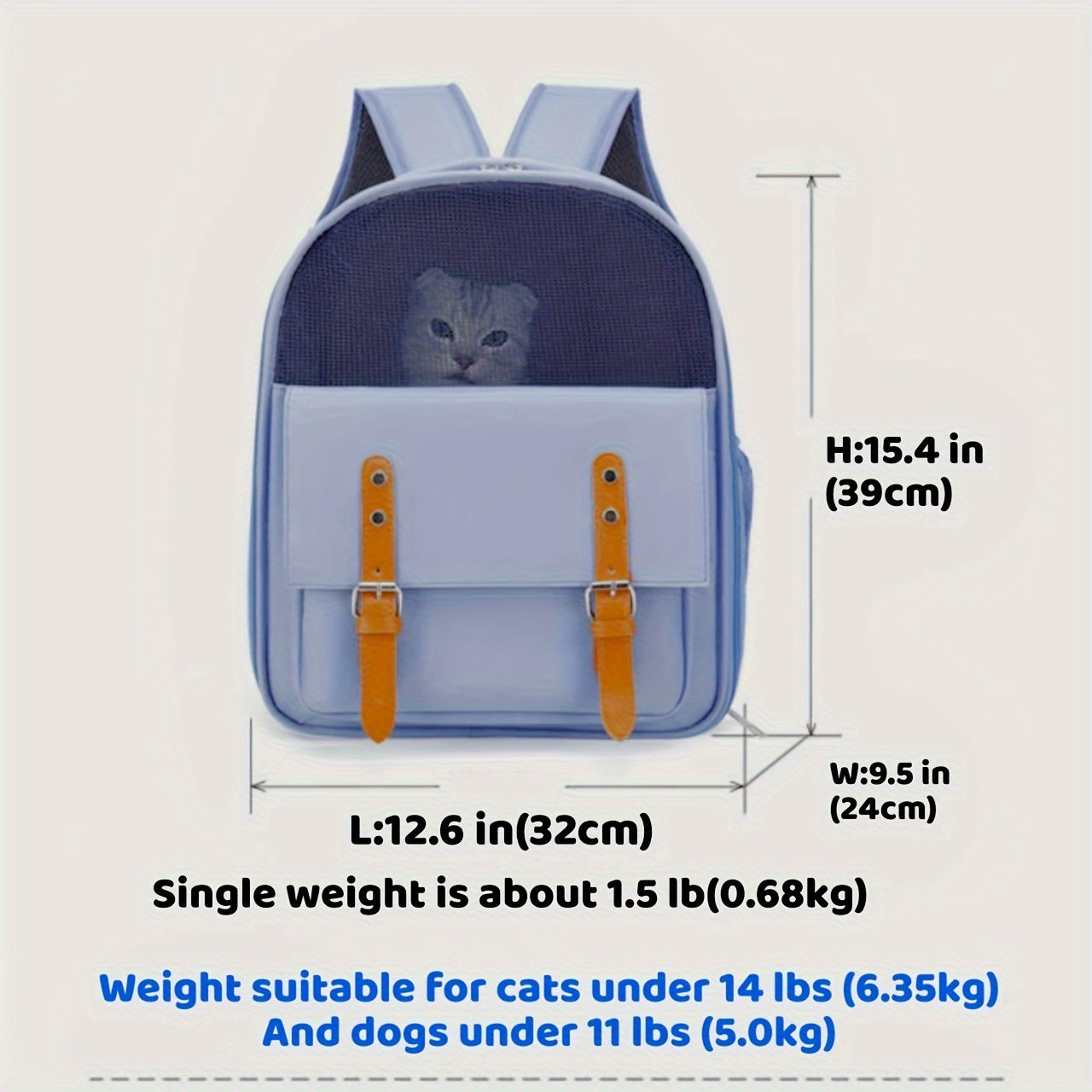 Stylish Pet Backpack Carrier for Cats and Small Dogs – Breathable, Lightweight, and Spacious – Ideal for Travel and Outdoor Adventures