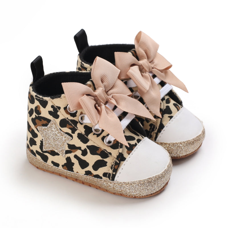 Baby Girl's Fashionable Five-Pointed Star Children's Sports Shoes Soft Sole Non-Slip First Pair Toddler Shoes