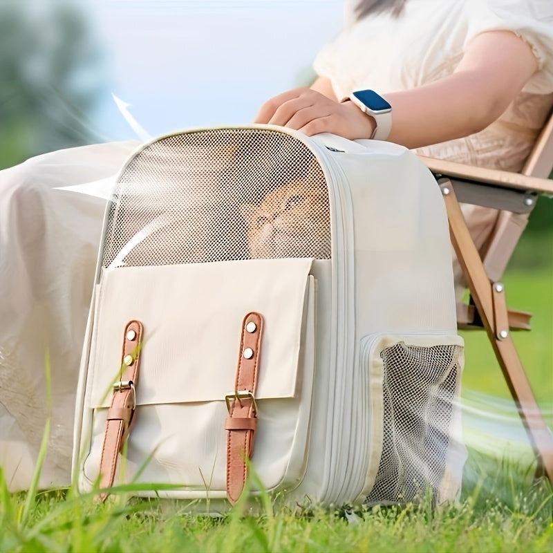 Stylish Pet Backpack Carrier for Cats and Small Dogs – Breathable, Lightweight, and Spacious – Ideal for Travel and Outdoor Adventures