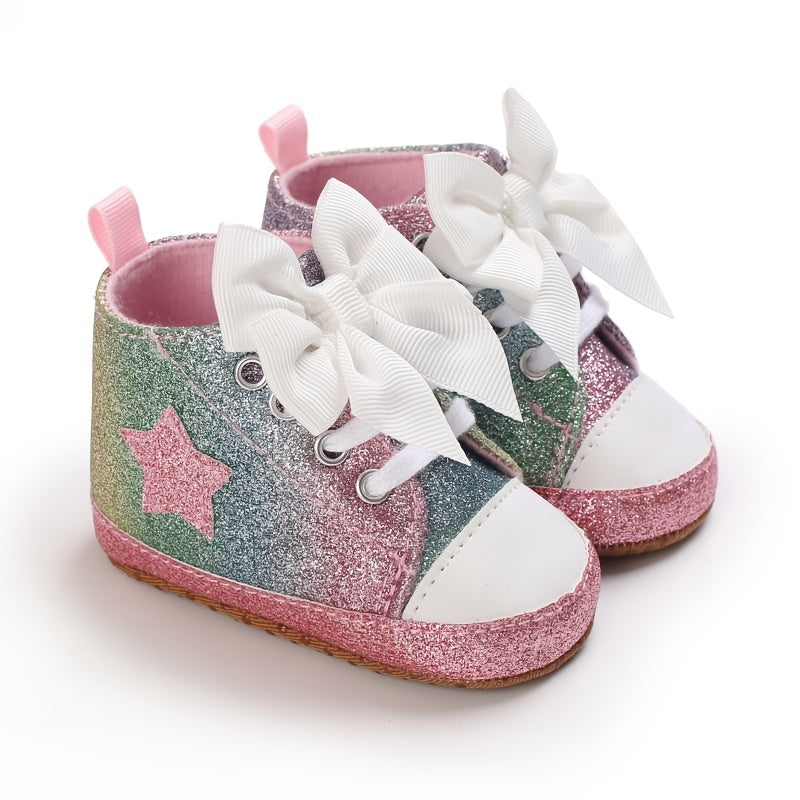 Baby Girl's Fashionable Five-Pointed Star Children's Sports Shoes Soft Sole Non-Slip First Pair Toddler Shoes
