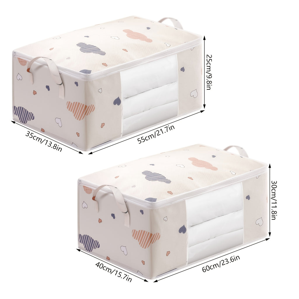 [Large Storage Bag] Large Capacity Clothes Storage Bag | Reinforced Handle, Thick Fabric, Suitable for Quilts, Blankets, Bedding, Foldable with Sturdy Zipper, Transparent Window