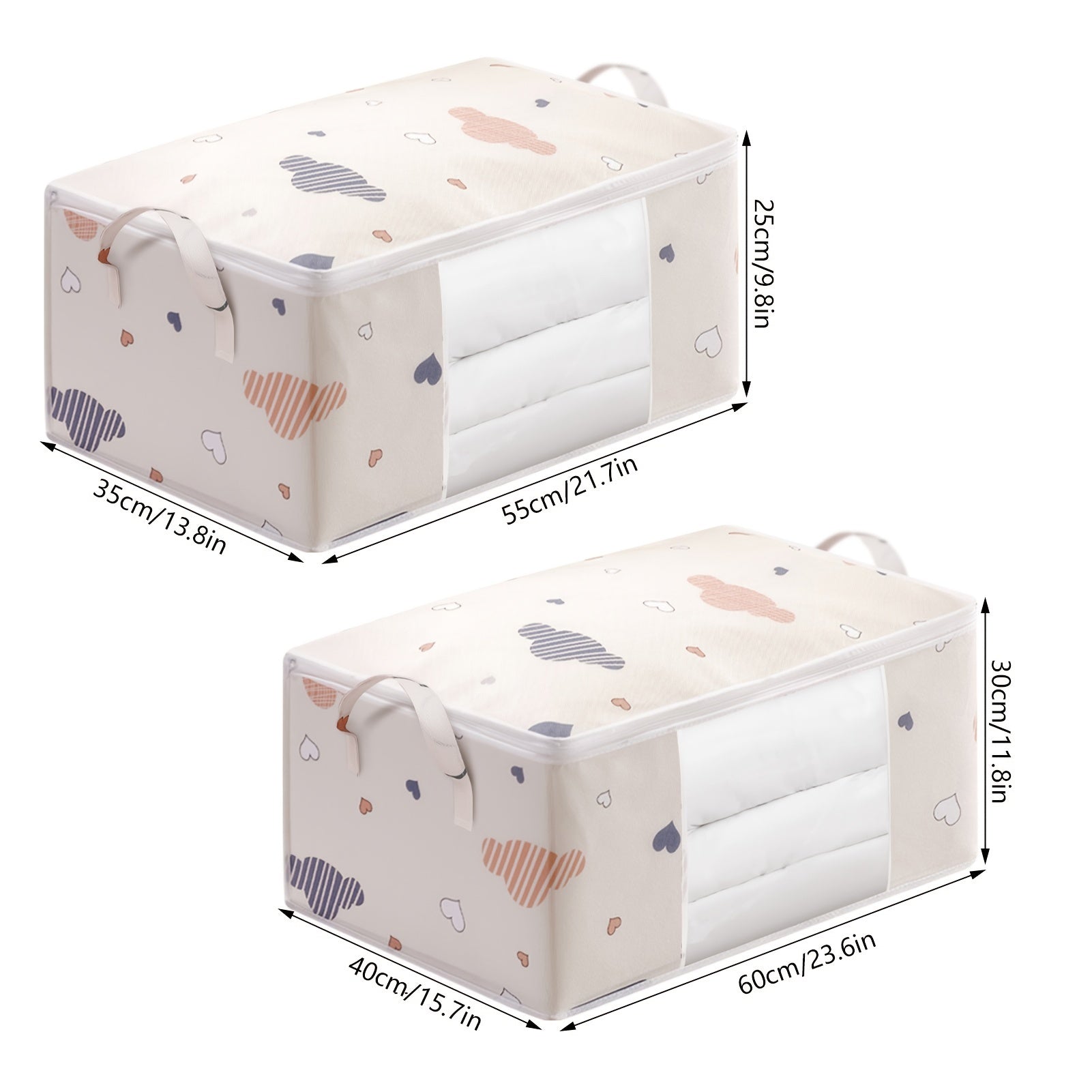[Large Storage Bag] Large Capacity Clothes Storage Bag | Reinforced Handle, Thick Fabric, Suitable for Quilts, Blankets, Bedding, Foldable with Sturdy Zipper, Transparent Window