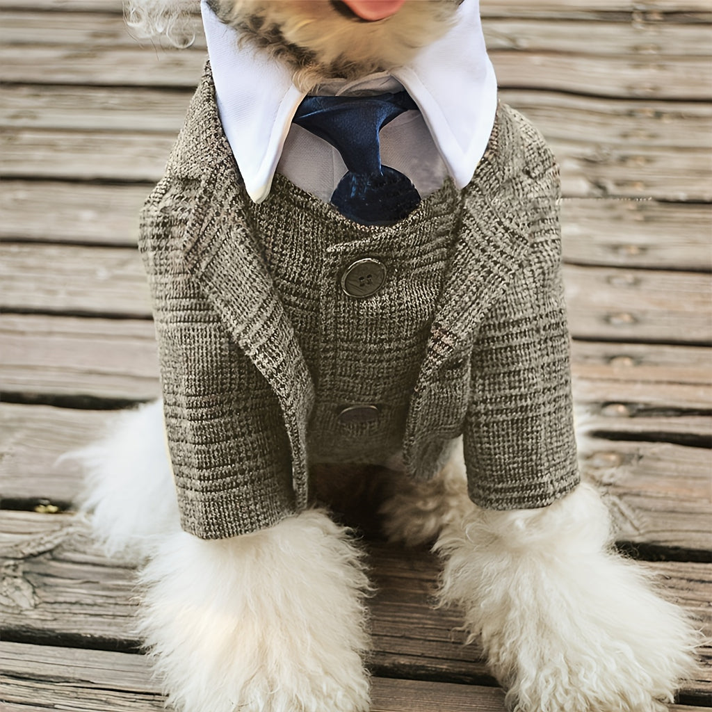 1pc Plaid Print Pet Suit Jacket - Stylish, Comfortable, Ideal for Wedding, Formal Events, and Christmas Gifts for Dog and Cat
