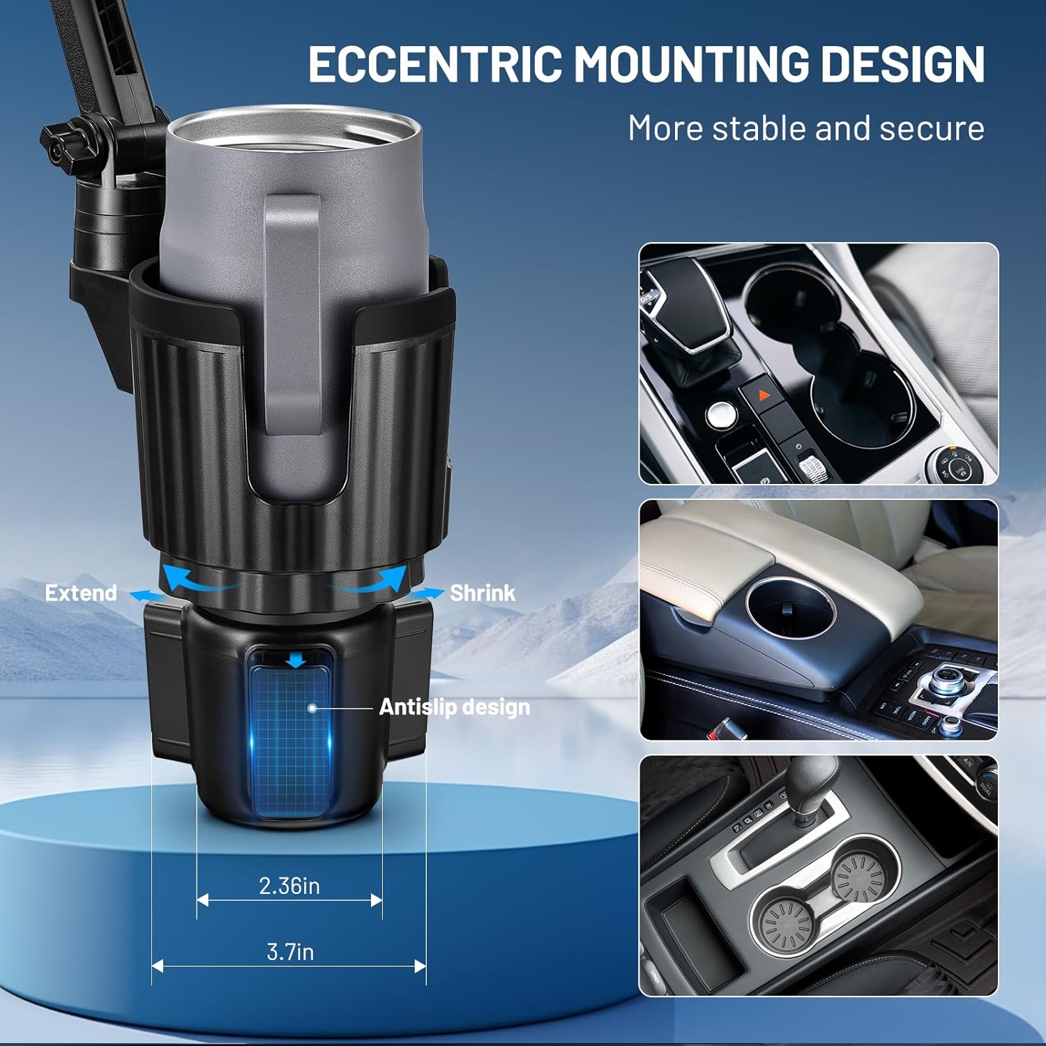 This Hill Magnetic Cup Holder Phone Mount, Compatible with MagSafe, 4.1" Base Adjustable Height Car Cup Holder Compatible with iPhone 16 Pro Max / 15/14 / 13/12 Series, Secure Fit for Car or SUV