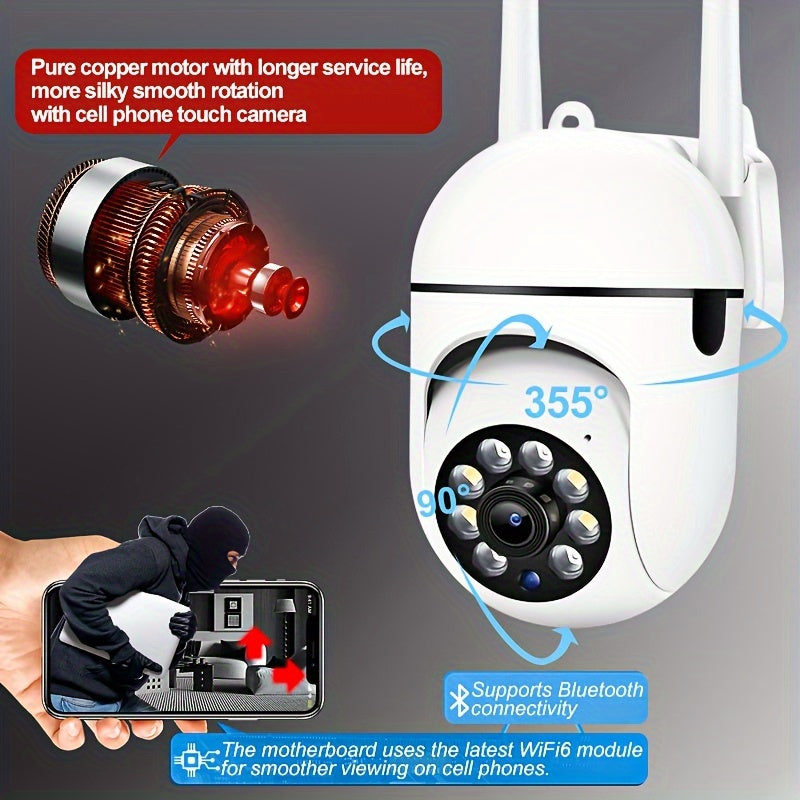 Camera and Color Night Vision Wireless 1080p HD Indoor/Outdoor Camera Bidirectional Audio Wireless Safety Camera Pan/Tilt/Zoom Wi Fi Smart Home Safety Camera and Pet Movement Tracking Color Night Vision Bidirectional Audio