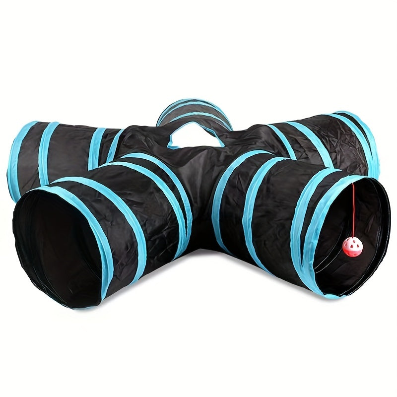 5-Way Collapsible Pet Tunnel With Hanging Bell Ball - Perfect For Playful Cats And Kittens