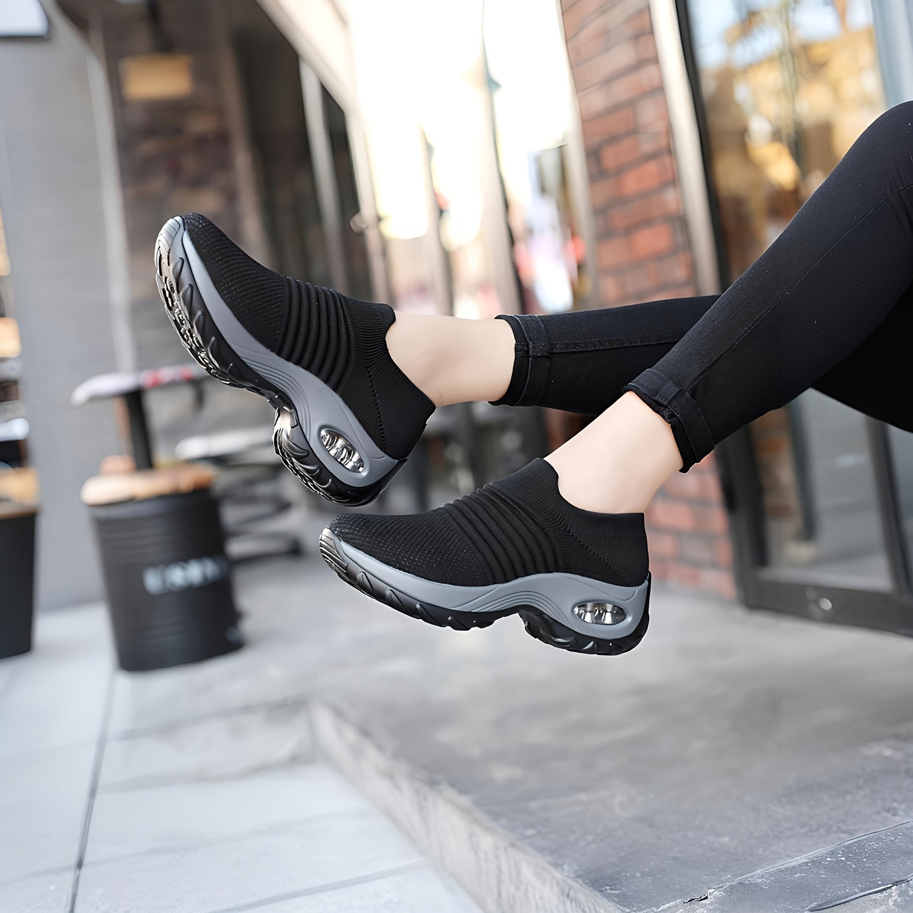 Lightweight Mesh Air Cushion Sole Chunky Sneakers - Women's Low Top Running Shoes Footwear