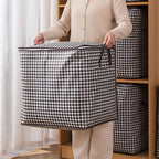1pc Foldable Woven Storage Bag with Fixed Shoulder Strap, Casual Style, Hand Wash, Zipper Closure, Waterproof Clothes & Quilt Organizer for Moving, Travel - Casual Occasion, Thick