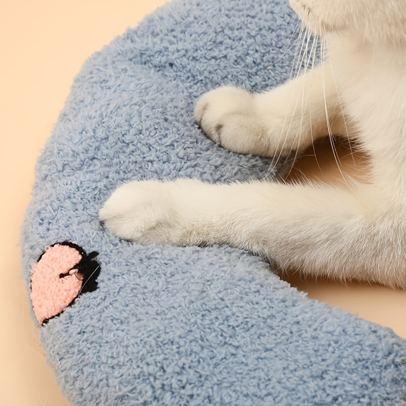 Cozy U-Shaped Pet Pillow - Ultra Soft, Fluffy, Calming Toy for Deep Sleep, Promoting Relaxation and Reducing Anxiety in Cats