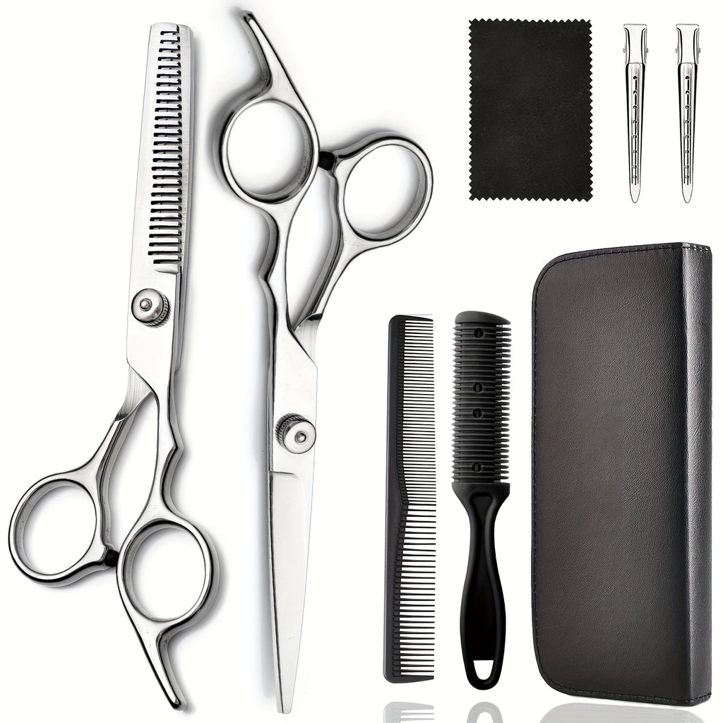 8 PCS Hair Cutting Scissors Kit, Professional Barber Shears Set With Hair Scissors Thinning Shears, Haircutting Sheers Hair Cut Blending Salon Scissor For Men Women Pet