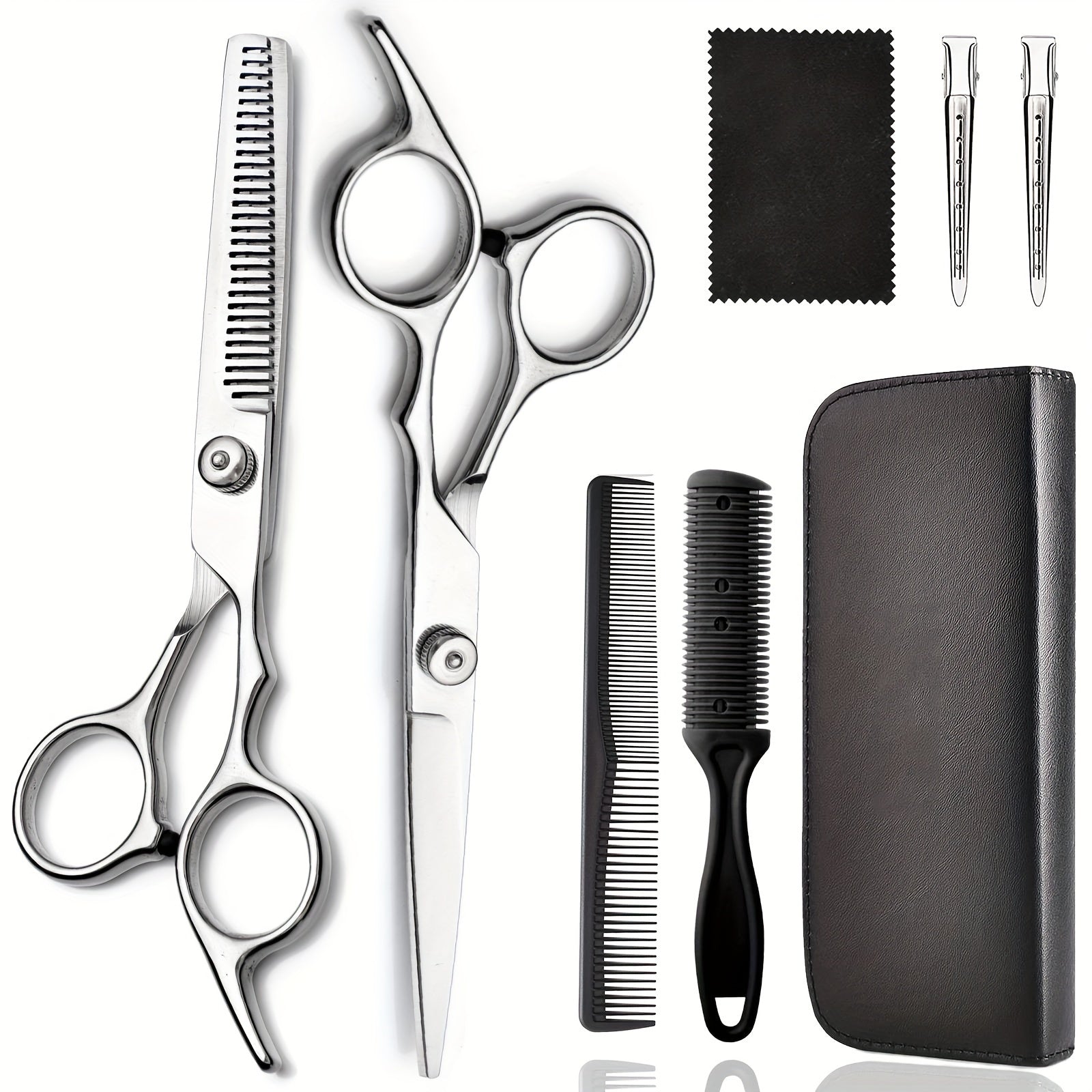8 PCS Hair Cutting Scissors Kit, Professional Barber Shears Set With Hair Scissors Thinning Shears, Haircutting Sheers Hair Cut Blending Salon Scissor For Men Women Pet