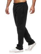 Men's Casual Solid Color Pants, Fleece Slight Stretch Sweatpants
