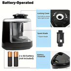 Automatic Electric Pencil Sharpener with Auto-Stop & Lead Breakage Prevention - Black Desktop Sharpener for Office & School, No Battery Needed, Compact Design, Sharpens Pencils in Seconds, Pencil Sharpener Electric, School Su