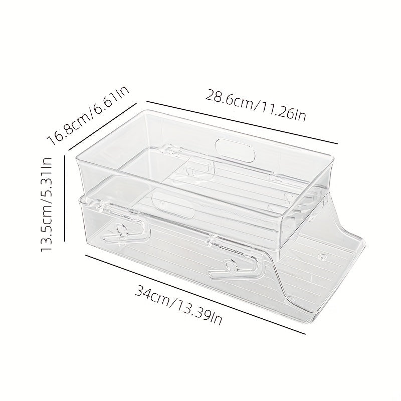 1pc Double Refrigerator Beverage Storage Box, PET Thickened Double Folding Beer Cola Can Shelving, Kitchen Accessories