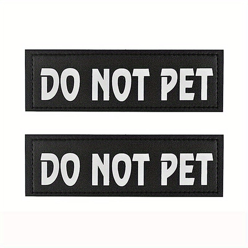 [Service Dog Vest Patch] 1pc PU Leather Service Dog Vest Patch - Dual-Size Hook and Loop Fastener, "DO NOT PET", "IN TRAINING", "EMOTIONAL SUPPORT" Text Options for Pet Harnesses