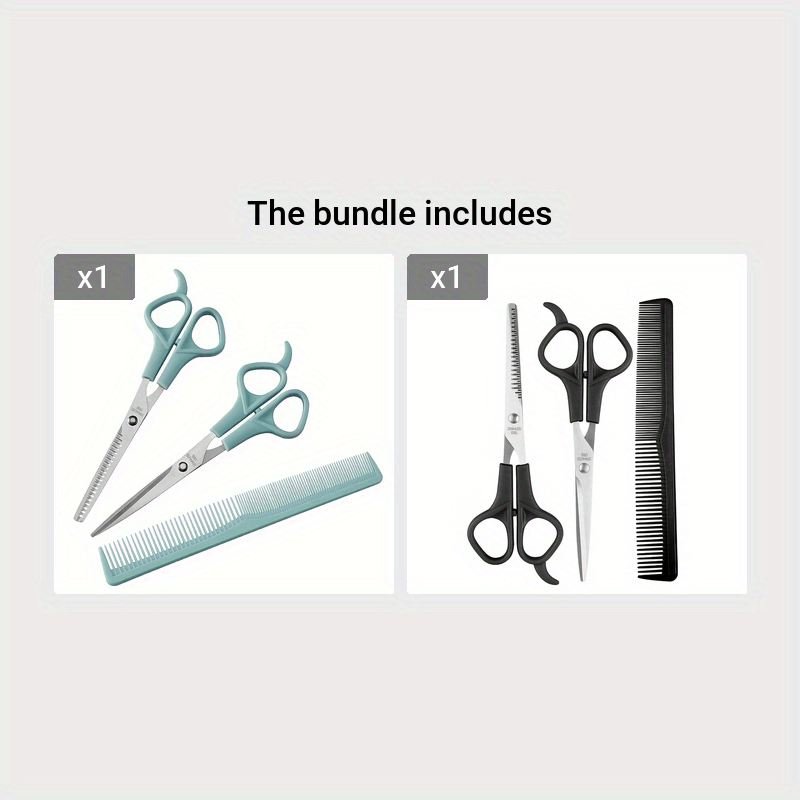 3pcs Professional Hair Cutting Scissors Set With Bangs Teeth, Flat Shears, Comb, And Pet Grooming Tools - Precision Cutting For Salon-Quality Results