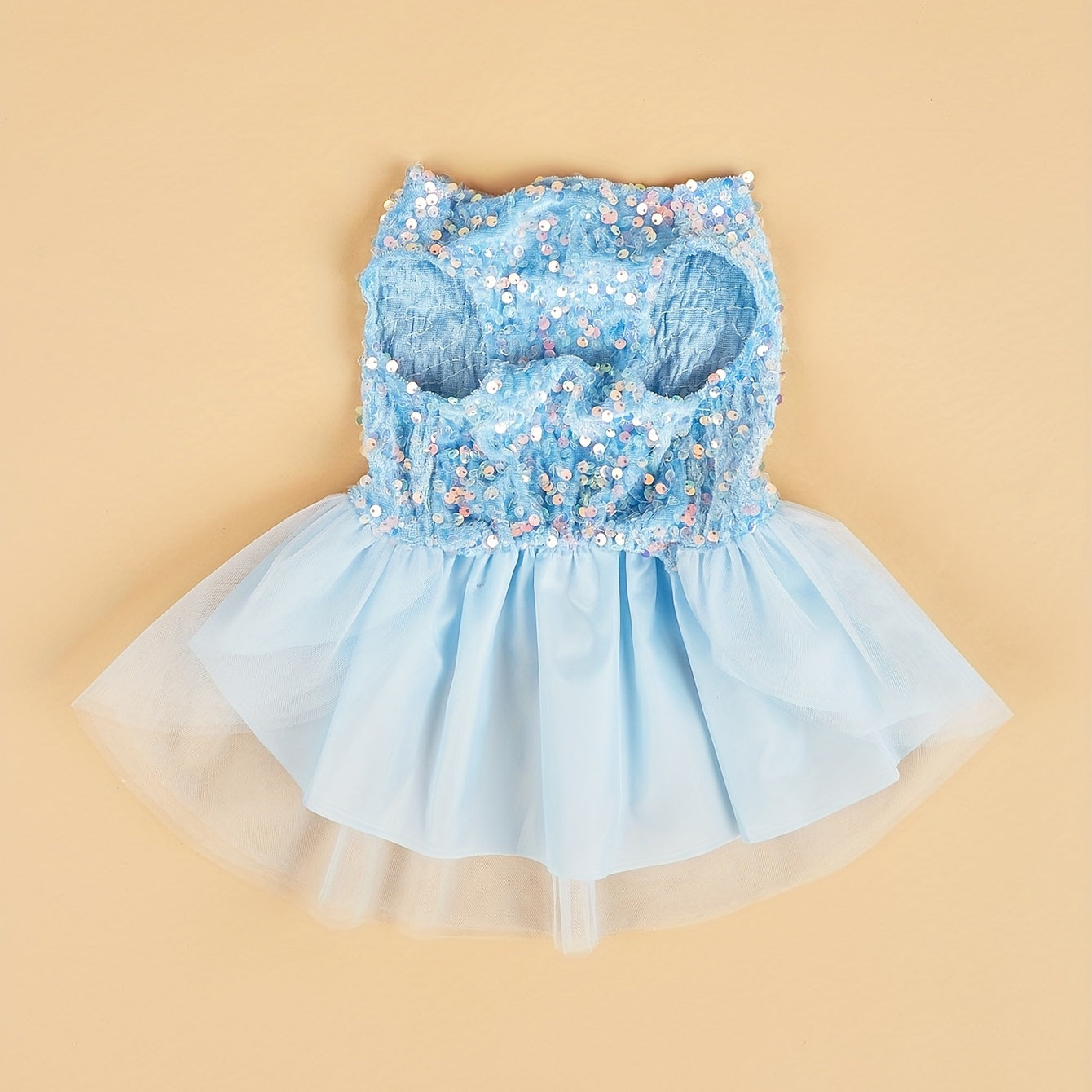 Sparkle and Shine: 1pc Pet Sleeveless Sequin Bow Mesh Dress for Your Furry Friend's Special Occasion!
