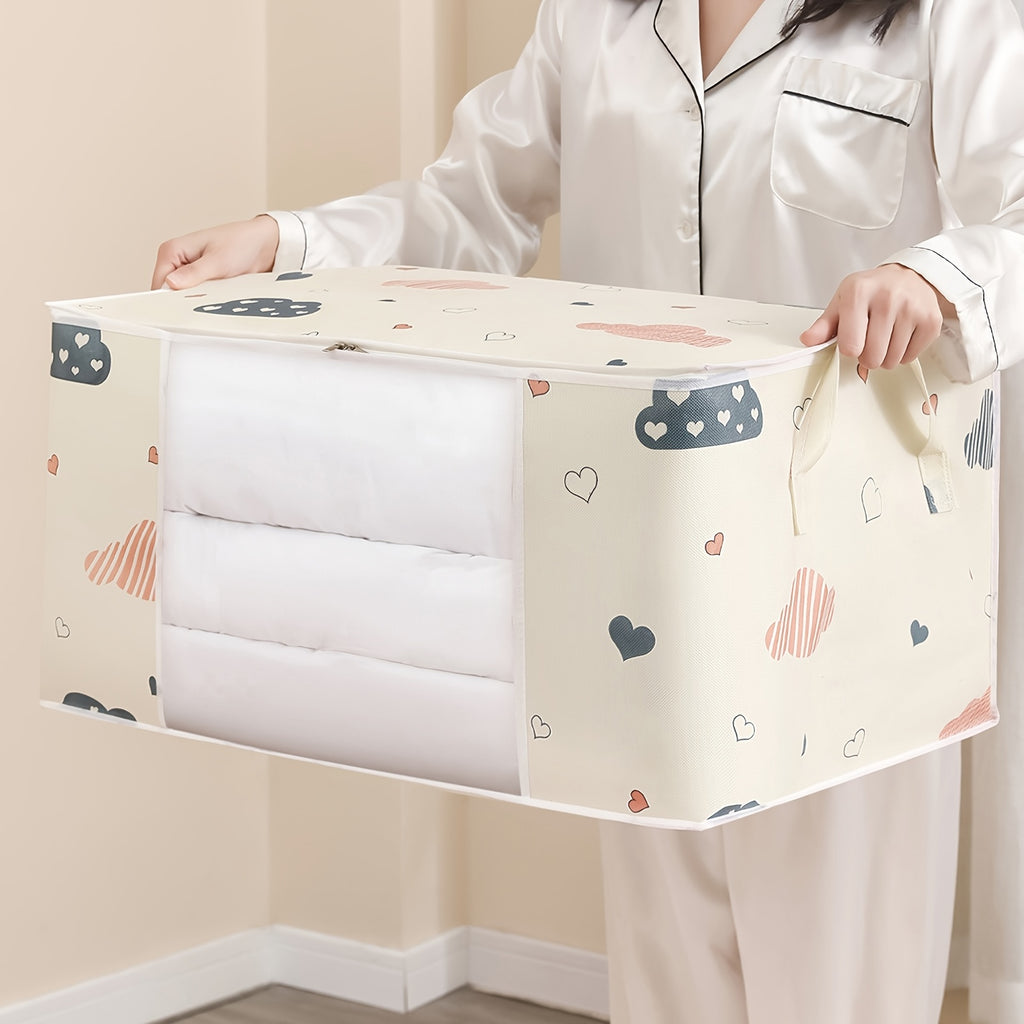 [Large Storage Bag] Large Capacity Clothes Storage Bag | Reinforced Handle, Thick Fabric, Suitable for Quilts, Blankets, Bedding, Foldable with Sturdy Zipper, Transparent Window