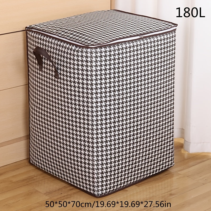 1pc Foldable Woven Storage Bag with Fixed Shoulder Strap, Casual Style, Hand Wash, Zipper Closure, Waterproof Clothes & Quilt Organizer for Moving, Travel - Casual Occasion, Thick