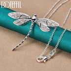 DOTEFFIL 925 Sterling Silver 40-75cm Chain Big Dragonfly Pendant Necklace For Women Wedding Engagement Party Fashion Jewelry
