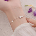 VENTFILLE 925 Silver Diamond-Studded Butterfly Bracelet Women's Fashion Temperament Flower Adjustable Bracelet