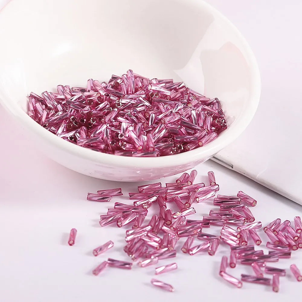 300Pcs Helical Seedbeads 11/0 Tube Bead 2x6mm Twist Bugles Glass Seed Beads For DIY Bracelet Jewelry Dress Making 25 Colors