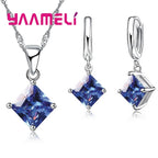 Women Pendants Necklace Simple Geometry Square Earrings Crystal