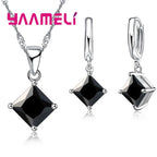 Women Pendants Necklace Simple Geometry Square Earrings Crystal