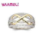 Infinity Love Ring 925 Sterling Silver Color Shining Cubic Zircon Bowknot Letter 8 Eternity Promise Jewelry for Woman Girlfriend