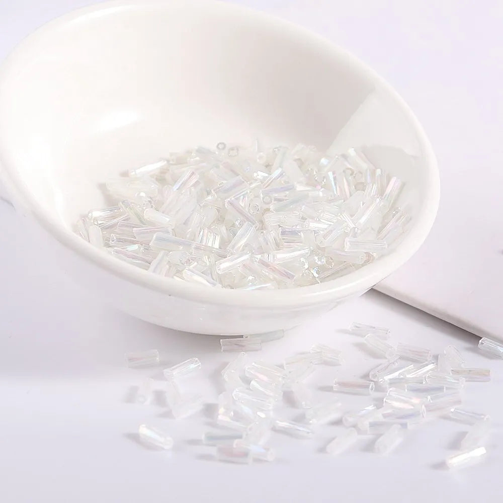 300Pcs Helical Seedbeads 11/0 Tube Bead 2x6mm Twist Bugles Glass Seed Beads For DIY Bracelet Jewelry Dress Making 25 Colors